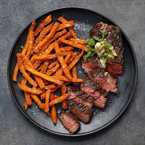 fried beef with fried sweet potatoes