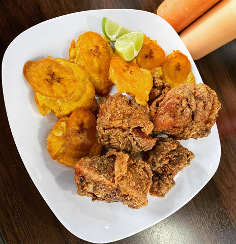 fried chicken with fried plantain
