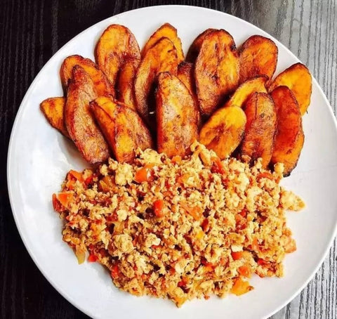 Scrambled Eggs with Slice Fried Plantain